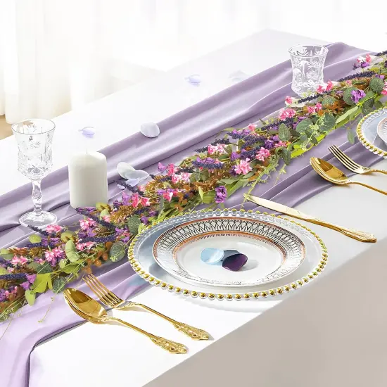 6FT Lavender Flowers Garland with Wildflower, Purple Pink Floral Eucalyptus Vine, Artificial Summer Spring Garland for Mantle Wedding Arch Porch Window Indoor Decor Home Decoration {3}