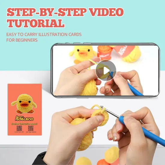Crochet Kit for Beginner, Beginner Crochet Kit with Step-by-Step Video Tutorial, More Convenient Illustrated Cards, Suitable for Adults, Children, Crochet Kit for Beginners, Duck 1-Pack. {4}