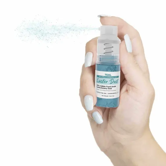 Bakell - Teal Luster Dust (4g, 1x Pump) Edible Vegan Dust & Paint for Baking, Desserts and Beverages {3}