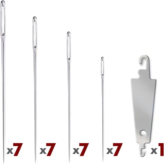 Big Eye Embroidery Needles for Hand Sewing - Four Sizes Set of 28 Large Eye Sewing Needles in Storage Tube {2}