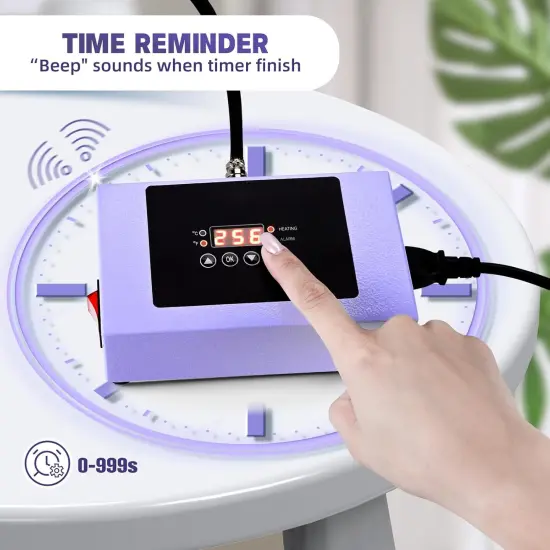 Hat Press, Mini Hat Press Heat Machine for Caps Hats with 5.4" * 3.1" Curved Teflon Coated Heat Plate & Safety Base for Heat Transfer Vinyl, Sublimation and DIY Projects, Purple {4}