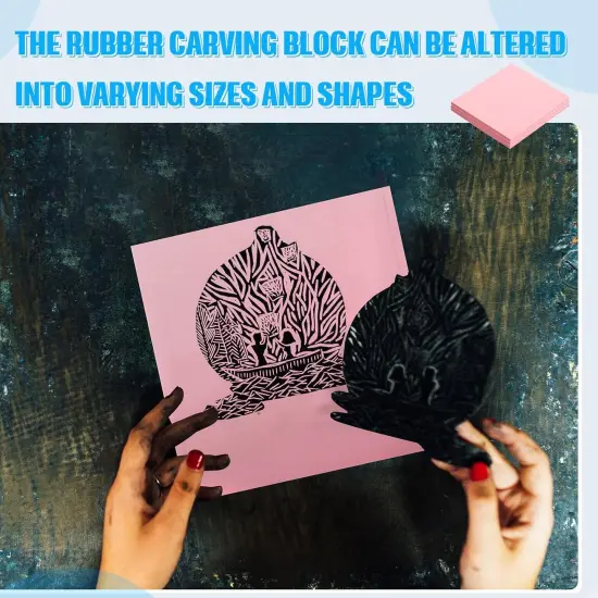 Pink Rubber Art Soft Linoleum Carving Block, Rubber Crafts Linocut Block for Printmaking,DIY Crafting Stamp Carving Block {5}