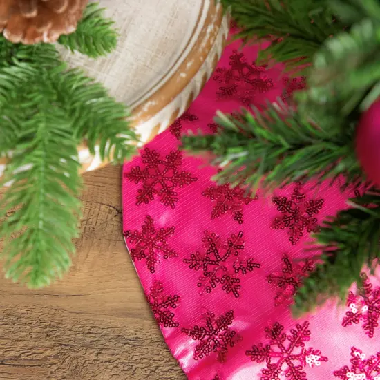 Northlight Sequin Snowflake Mini Christmas Tree Skirt - Pink - 20" {4}