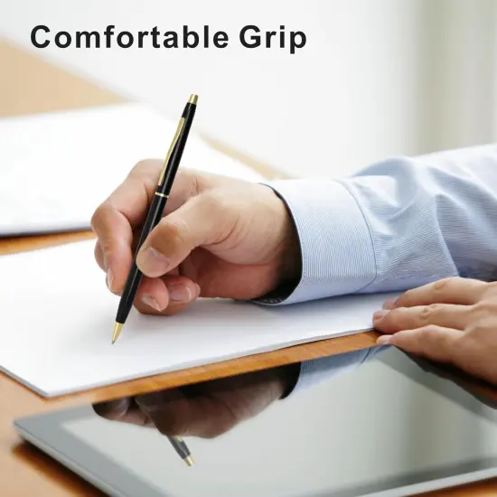 Black Pens Ballpoint Pens - Black Ink Bulk Pens 1.0 mm Medium Point Smooth Writing Office Pens for Men Women Police Uniform Office Business, 10 Pack (Black) {4}