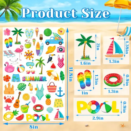 Summer Foam Stickers,300 Pcs Bulk Self-Adhesive Hawaiian Beach Stickers for Arts Crafts Beach Theme Summer Birthday Party Favors Decoration Home DIY Supplies {2}