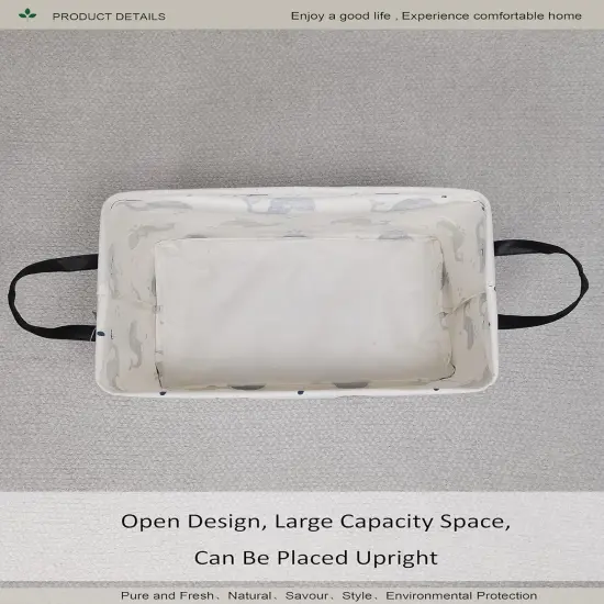 Summer Folding Basket,Canvas Basket, Nursery Hamper,Suitable for Children,Office,Bedroom,Clothes,Toys Storage (REC whale), 14.9&rsquo;&rsquo;L &times;10.2&rsquo;&rsquo;W&times;9.05&rsquo;&rsquo;H inches {4}