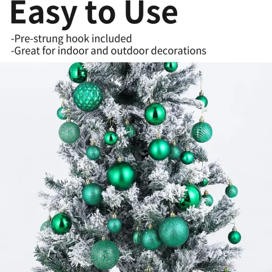 36pcs Emerald Green Christmas Tree Decorations Balls, Bolas De Navidad, 2024 Christmas Decor, Indoor Outdoor Shatterproof Christmas Ornaments, Xmars Party Wedding Suppiles {3}