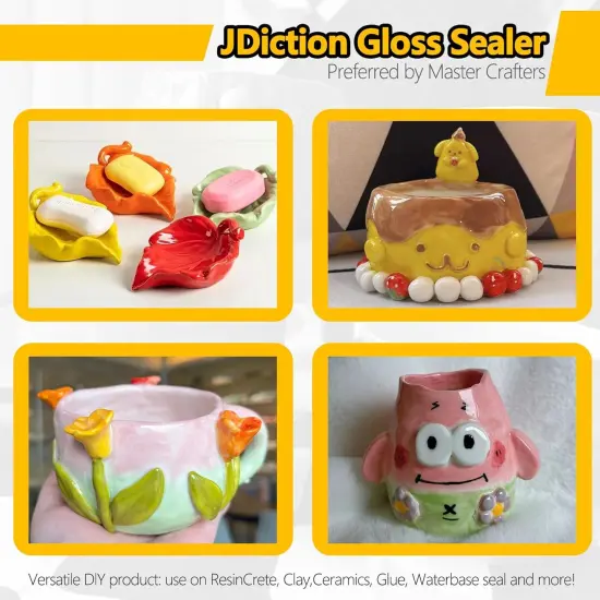 Air Dry Clay Glaze, Clay Varnish for Air Dry Clay/Polymer Clay Sealer, ResinCrete, Varnish for Pottery&Acrylic Paint, Waterproof & Stain Resistant, Design for Air Dry Clay Pottery (Clear Matte, 6OZ) {2}