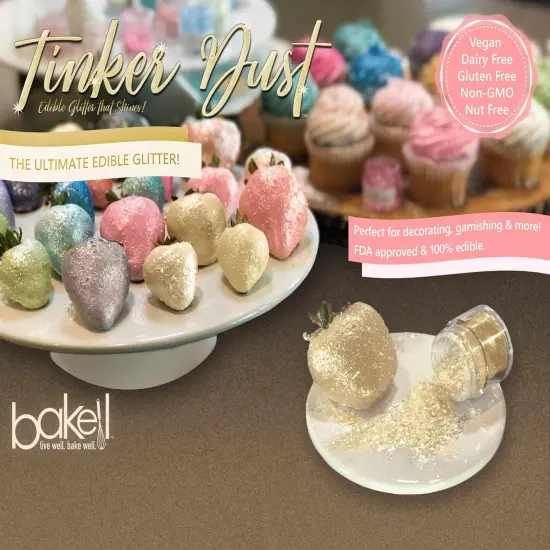 Bakell - Christmas Green Tinker Dust Edible Glitter (25g, 1x Spray Pump) for Food, Desserts, and Beverages! {6}