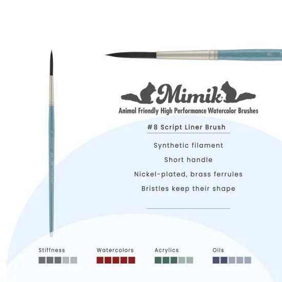 Creative Mark Mimik Professional Watercolor Brushes - Script Liner # 8 - 3 Pk - Synthetic Squirrel Hair - Natural Bristle Artist Brushes for Watercolors, Gouache & Acrylics - Imitates Natural Squirrel & Sable Hair {3}