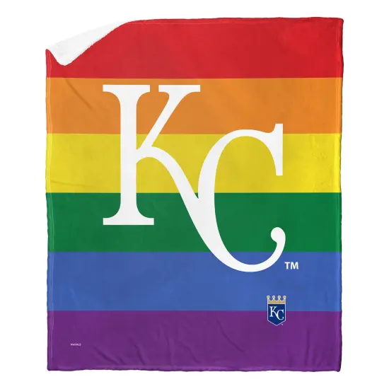 MLB Pride Series Silk Touch Sherpa Throw Blanket 50×60 Inches Kansas city royals {1}