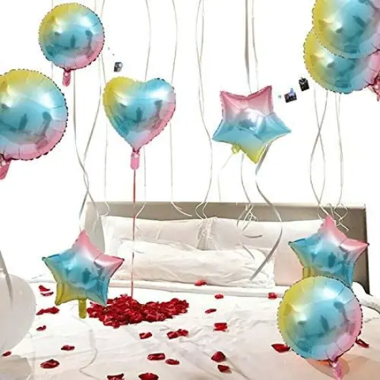 [10 Pack] Heart Shape Foil Balloons, 18" Mylar Balloons Colorful Rainbow Decorations for Birthday Party {2}