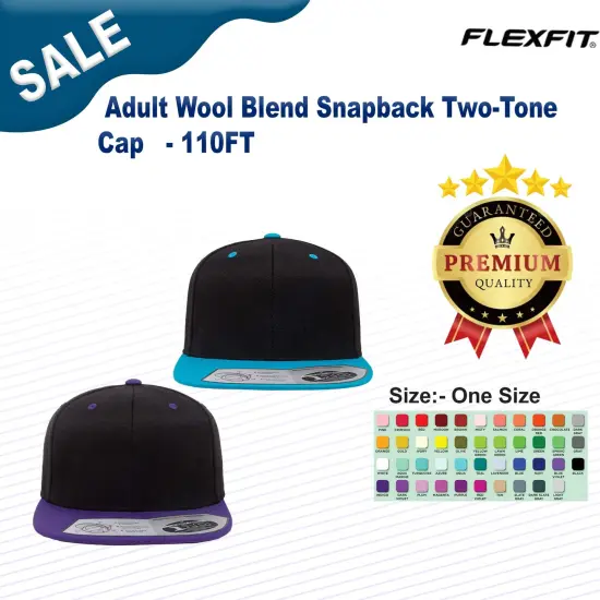 Flexfit&reg; Adult Wool Blend Snapback Two Tone Cap BLACK/ RED {2}