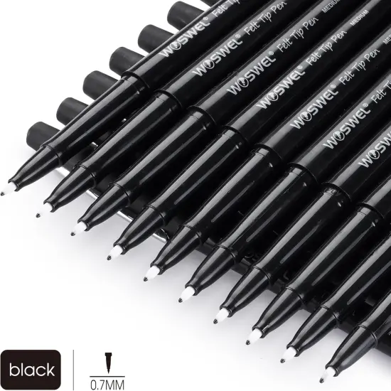 Black Felt Tip Pens, 32 Black Pens, 0.7mm Medium Point Felt Pens, Felt Tip Markers Pens for Journaling, Note Taking, Planner, Writing,Drawing.Perfect for Art Office and School Supplies {3}