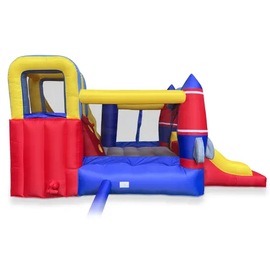 Cloud 9 Inflatable Rocket Bounce House with Blower, Bouncer for Kids with Two Slides and Large Jumping Area {4}