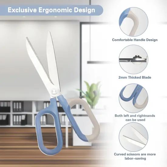 Blue Cute Office Scissors with Comfort-Grip Handles, Sharp Craft Scissors for DIY Art, Sewing, Fabric, Student, Teacher, and Home Use(7", Blue-1Pack) {2}