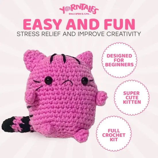 DIY Pink Kitten Crochet Kit &ndash; Beginner-Friendly with Step-by-Step Video Tutorials, Soft Yarn & All Supplies &ndash; Fun Gift for Teens & Adults {2}