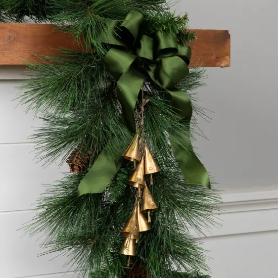 Northlight Hanging Cascade of Mini Iron Christmas Cone Bells - 17" Gold {4}