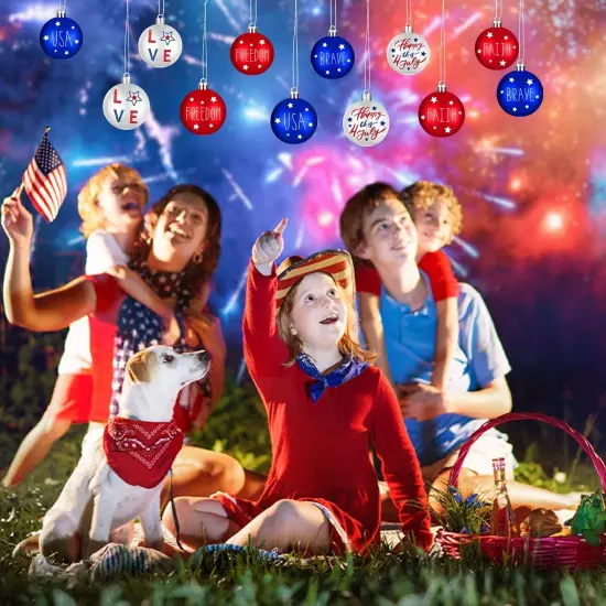 24 Pcs Patriotic Tree Ornaments 4th of July Independence Day Hanging Balls {5}