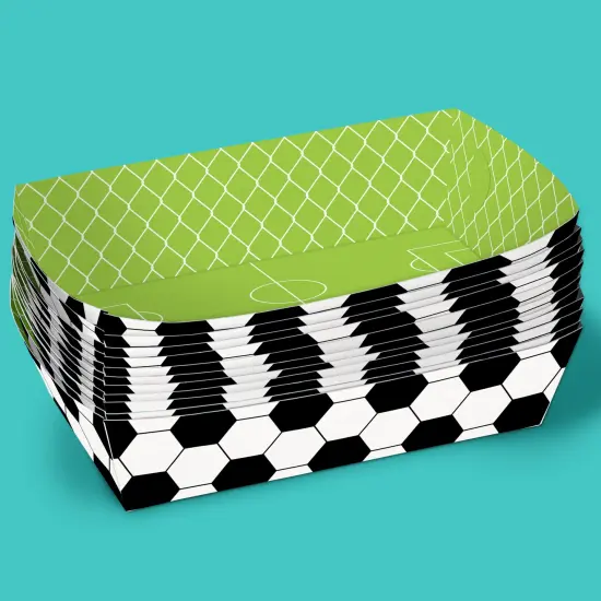 Big Dot of Happiness Soccer Party Paper Food Trays, Disposable Double-Sided Paper Food Holders for Nachos, Hot Dogs, French Fries - 12 Ct {5}