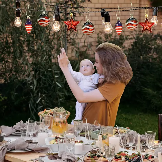 12 Pcs Patriotic Ornaments Hanging Balls- 4th of July Independence Day Tree Ornaments- Red White Blue Stars Balls {4}