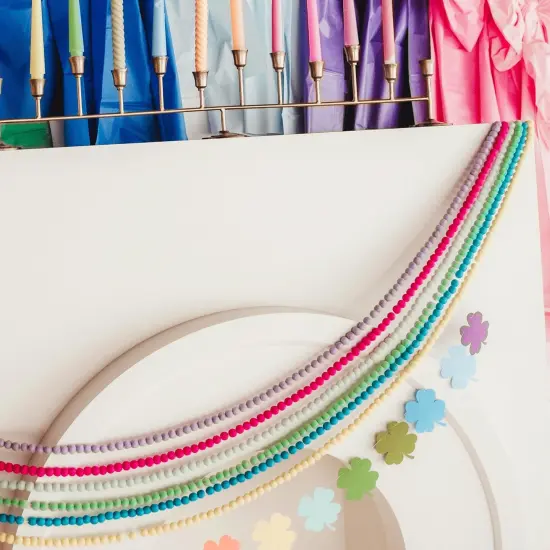 Pink Mini Felt Ball Garland Pom Pom Garland, 6 Feet 115 Wool Balls Bunting for Party Decor, Tree Decor, Easter Banner, Spring Bridal and Baby Showers. (Pink) {5}