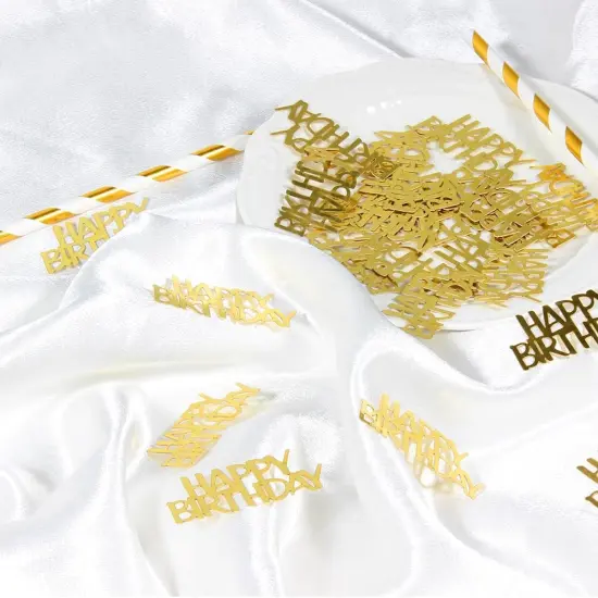 Gold Happy Birthday Confetti Birthday Party Decorations Baby/Adult Birthday Table Scatter Party Supplies 100PC {5}