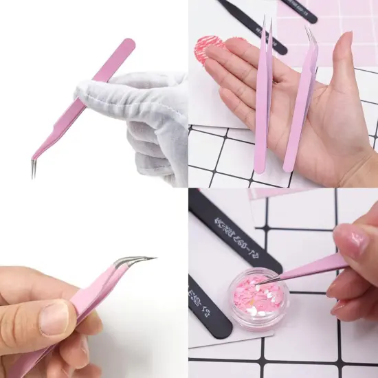 Precision Tweezers Set, Diamond Painting Tools, Anti-Static Stainless Steel Curved & Point Tip Tweezers, for Nail Art, Electronics, Laboratory Work, Jewelry-Making, Craft, Soldering, DIY {4}