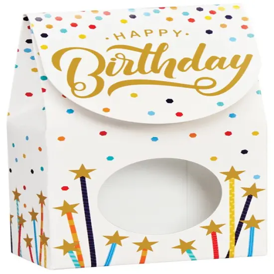 Pack/6: Happy Birthday Stars Gourmet Candy Box - 3-1/2 x 1-3/4 x 6-1/2" {1}