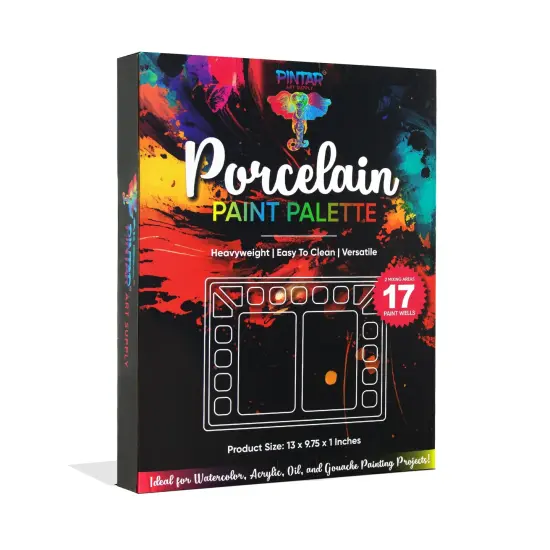 Pintar Ceramic Watercolor Paint Palette Tray - 17 Well Ceramic Palette | Rectangle - 13 x 9.8 inchPaint Pallet | Durable Watercolor Palette Tray for Acrylic, Oil, Gouache & All Water-Based Paints {4}