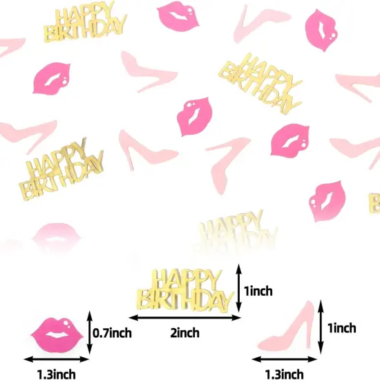 Girl Happy birthday confetti high heels and lips confetti for woman birthday party table decorations {2}