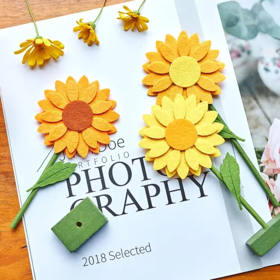 8 PCS Sunflower Felt Centerpieces for Tables {5}