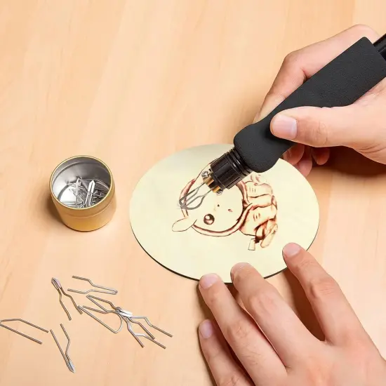 Wood Burning Kit Tool Station Dual Pyrography Pen Burner for Adults 2-in-1 Solid-Point 200℉~480℉ w/Temp Display and Wire-Nib 250℉~750℉ with Various Accessories {4}
