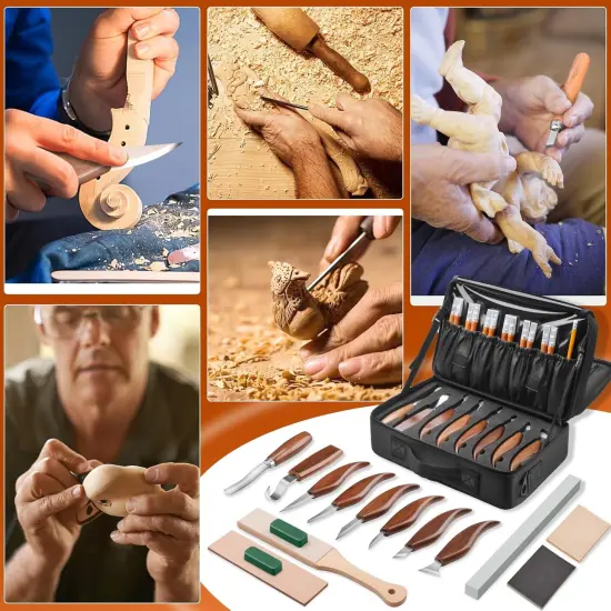 Wood Carving Kit,35-in-1 Wood Whittling Kit for Beginners,Wood Carving Knife Set Whittling Knife Wood Carving Knives Carving Tools with Large Storage Tool Bag(35PCS) {4}