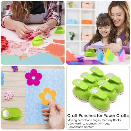 Craft Paper Punch Set, Circle, Heart, Star, Snowflake, Flower, and Butterfly for Making Scrapbook Layouts, Kids' DIY Projects, Card Making, Journal Pages, Homemade Confetti {4}