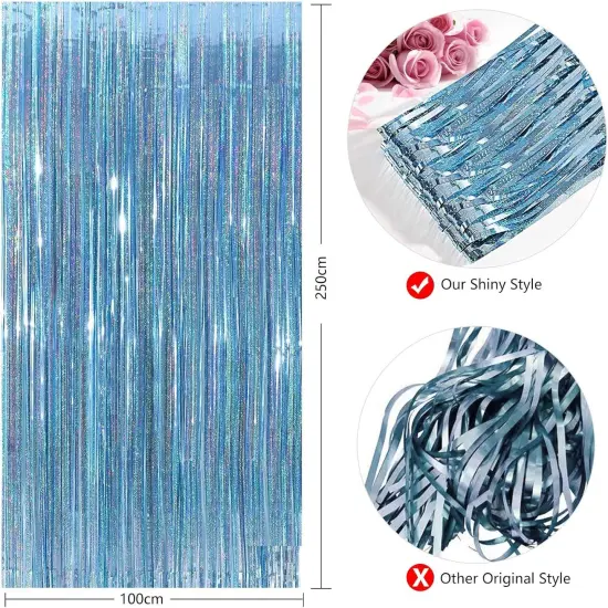 Foil Fringe Curtains Party Decorations - 2 Pack 3 x 8ft Tinsel Backdrop for Party Photo Backdrop Wedding Bridal Shower Bachelorette {3}