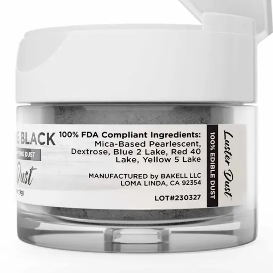 Bakell - Moonstone Black Luster Dust (4g, 1x Jar) Edible Vegan Dust & Paint for Baking, Desserts and Beverages {5}