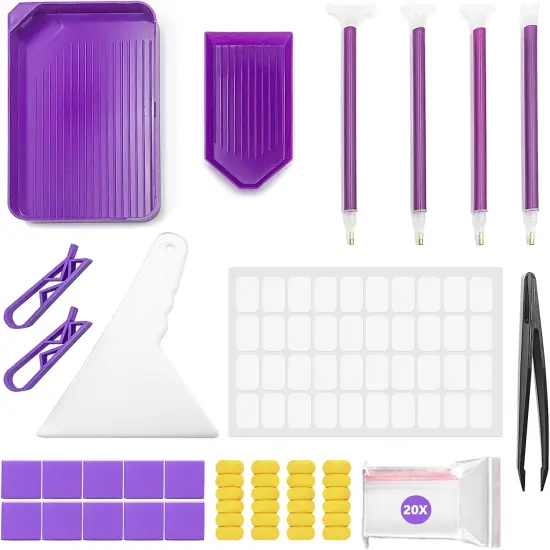 45PCs DIY Diamond Painting Tools and Accessories Kit for Kids Adults, Complete Diamond Art Tools with Diamond Art Pens Tweezers Glue Diamond Correction, Diamond Painting Accessories {1}