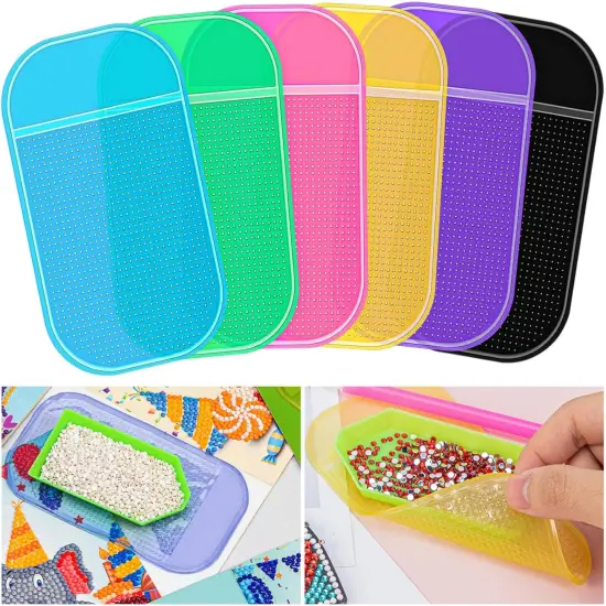 6 Pieces Anti-Slip Tools Sticky Mat for Diamond Art Painting, 5.6 x 3.3 Inch Non-Slip Universal Gel Pad for Diamond 5D Painting Accessories for Kids or Adults {1}
