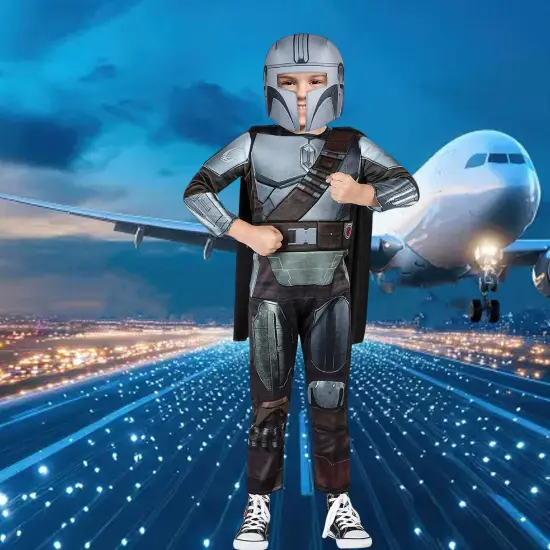 Toddler Mandalorian Costume with Padded Jumpsuit and Cape {1}