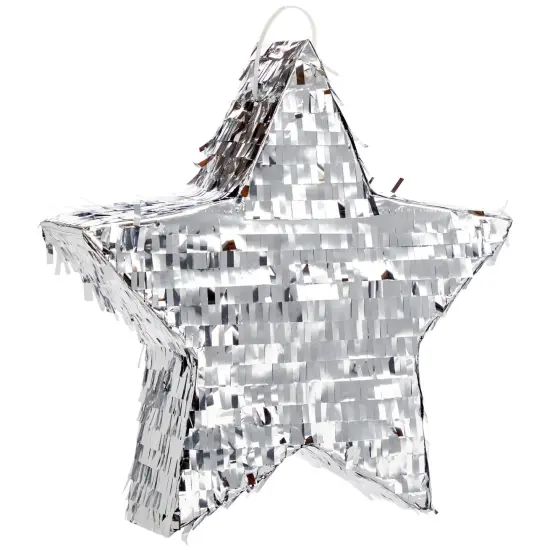 Silver Foil Star Pinata for Kids Birthday, Twinkle Twinkle Little Star Gender Reveal Party Decorations (Small, 13 x 13 x 3 In) {1}