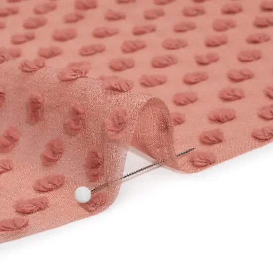 1 Yard Rose Pink Silk Swiss Dot Georgette Fabric Lightweight Polka Dots 51 Inch Width {2}