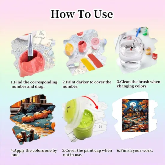 Halloween House Paint by Numbers Kit - 16X20 Inch {5}