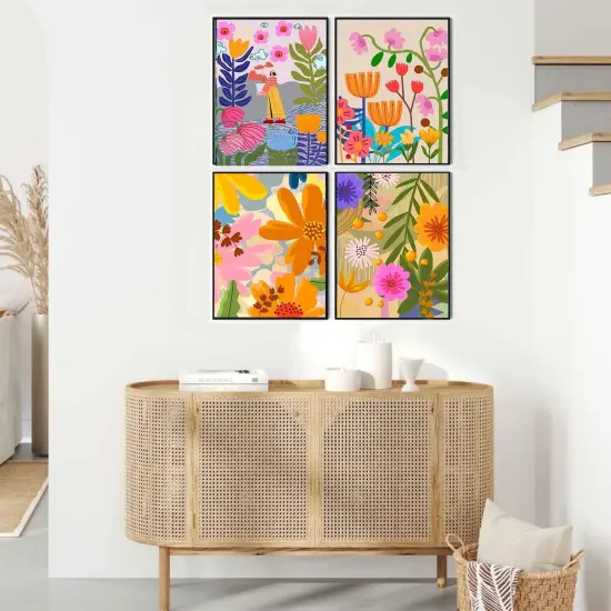 4 Pack Colorful Flowers Paint by Numbers Kit - 24x30 Inches {4}