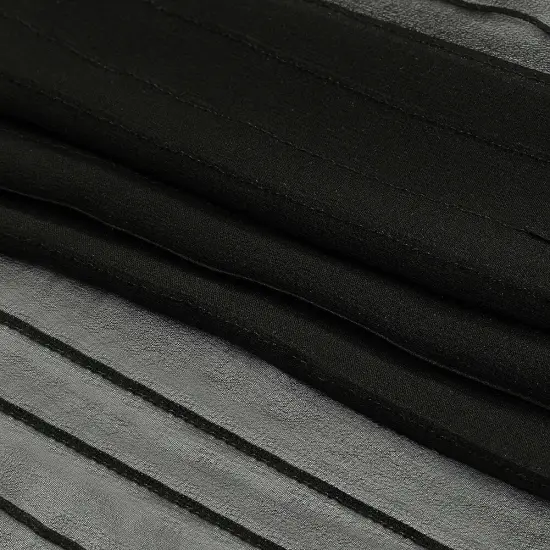 1 Yard Black Nebulosity Pintucked Silk Chiffon Fabric for Elegant Dresses 44 Inch Width {3}