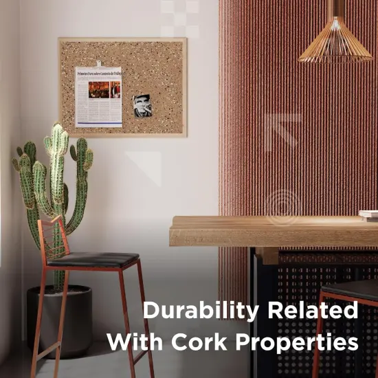 Framed Cork Bulletin Board - 23.6&rdquo;x 15.7(Hellbraun) {2}