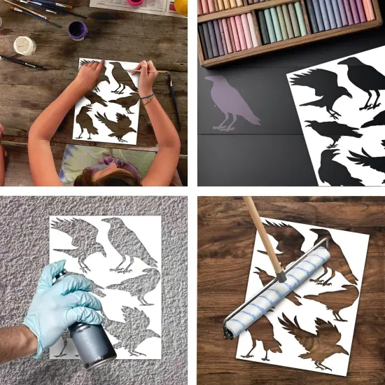 Crow Stencil | Reusable Birds Horror Bird Street(Custom) {1}