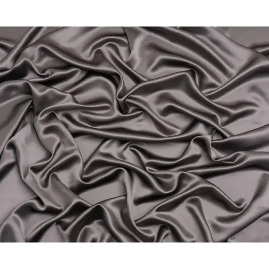 1 Yard Dark Silver Silk Crepe Back Satin Smooth Lustrous Fabric for Evening Wear 44 inch Width {3}