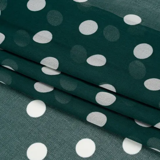 1 Yard Teal and White Polka Dot Nylon Georgette Lightweight Fabric for Dressmaking 59 inch Width {1}