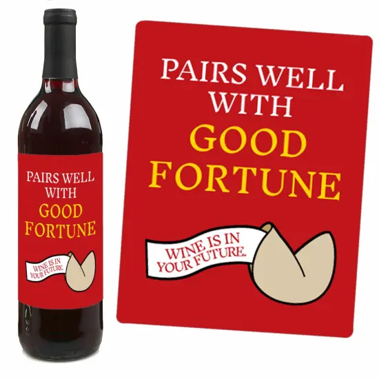 Big Dot of Happiness 2025 Year of the Snake - Lunar New Year Decorations for Women and Men - Wine Bottle Label Stickers - Set of 4 {4}